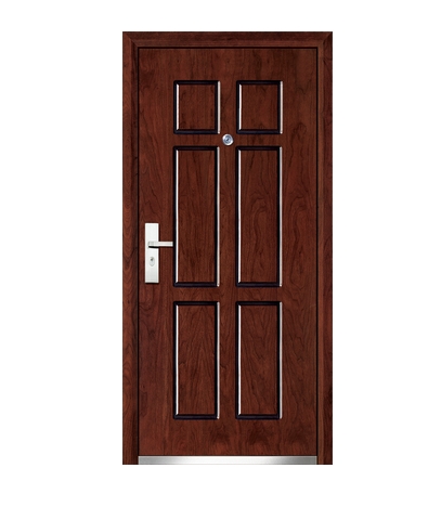 Double row stripes steel-wooden entry door
