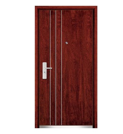 three lines steel-wooden entry door