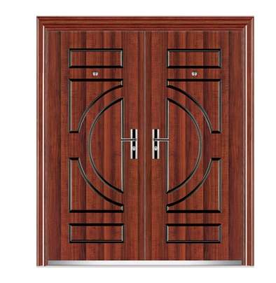 Circular pattern steel double leaf door