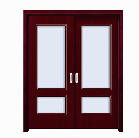 Red classic glass WPC double leaf door