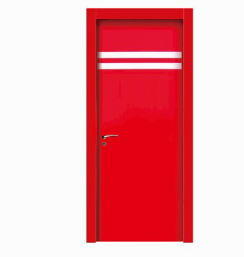Double stripes red wood plastic composite door