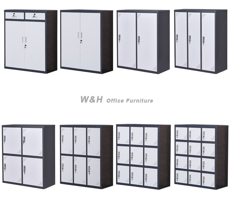 Gray + white small metal office file cabinet