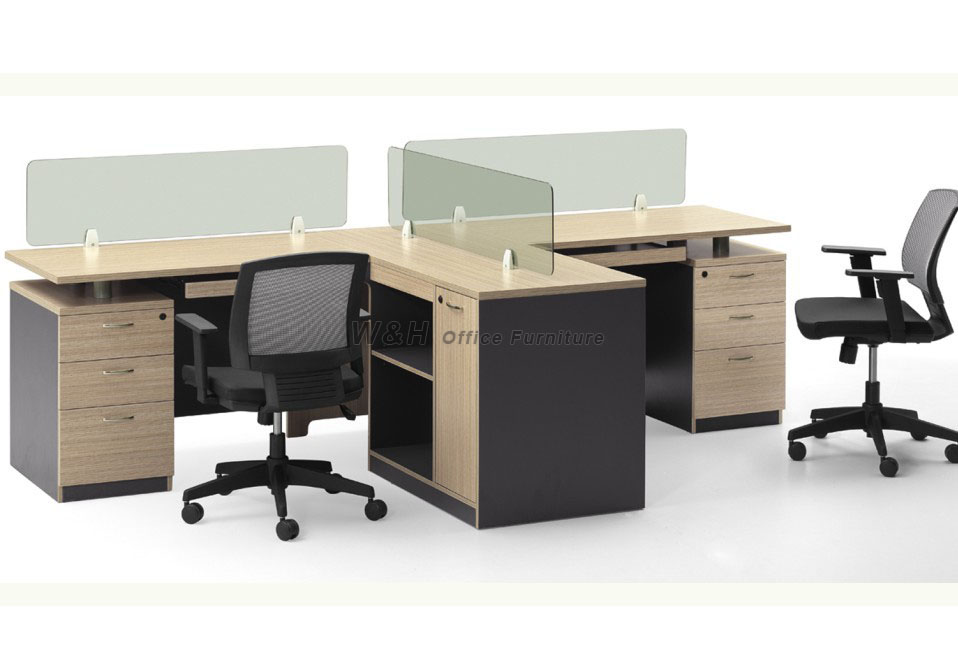 Double seats L-type modern office cubicles